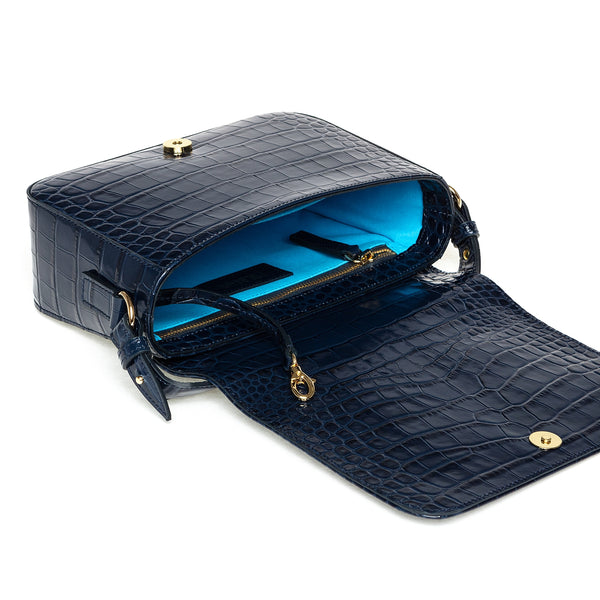 Macaron Grand CROCO DEEP BLUE ORO